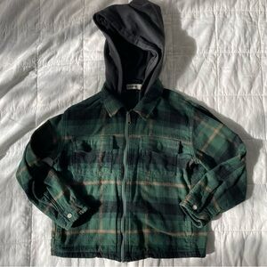 Abercrombie Kids Green Plaid Hooded Flannel Jacket - 11/12